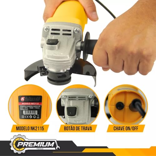 Lixadeira Esmerilhadeira Angular 800W 15mm 2 Discos (220, Volts)