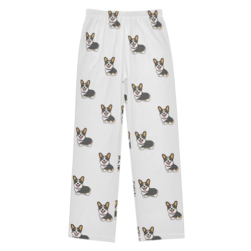 Corgi Tricolor Dog Cartoon Boys Pants for Kids Jogger Pants with Pockets S-XL