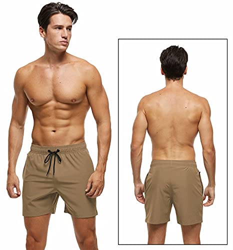 Image of Tyhengta Men's Swim Trunks Quick Dry Beach Shorts with Zipper Pockets and Mesh Lining