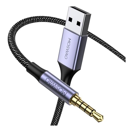 MOSWAG Cable USB a Jack de 3,5 mm (1M), USB 2.0 Macho a Conector AUX Macho de 3,5 mm, Compatible con Auriculares Inalámbricos Beats by Dre Studio/Solo (No aplicable para la recarga)