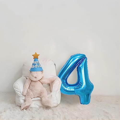 Image of 40 Inch Blue Number Balloons, Helium Mylar Foil Number Balloons for Birthdays, Number 4 Balloon for Party Wedding Bachelorette Birthday Bridal Shower Graduation Anniversary Celebration Party