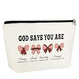 Gfhzdmf Christian Gifts for Girls Makeup Bag Religious Gift for Daughter Sister Friend Grandma Aunt Inspirational Gift for Women Feith Cosmetic Bag Bible Verse Toiletry Pouch Affirmations Gifts