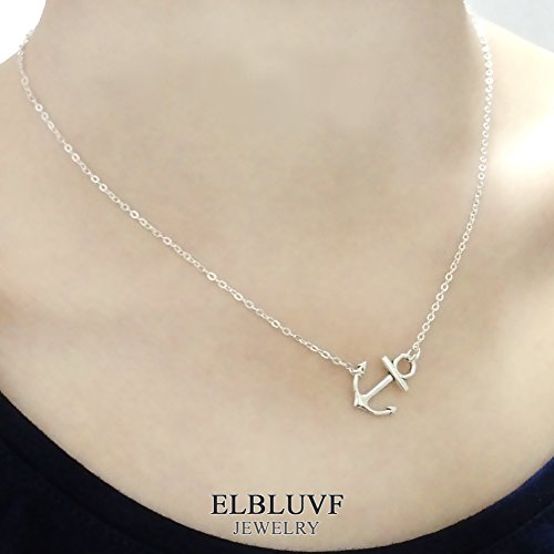 Stainless Steel Sideways Anchor Necklace For Women 16/18inches3