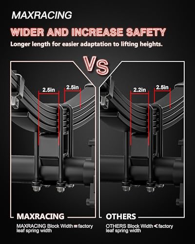 Image of 2 inch Rear Lift Blocks for Silverado Sierra 1500 w /Extended Square U Bolts | 2007-2019 Chevy Silverado 1500 & GMC Sierra 1500 2WD /4WD, 2'' Rear Leveling Lift Kits, Extended Square U-Bolts, CNC Machined