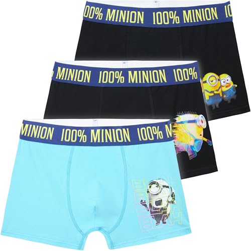 Get Trend Minions Boys Boxer Shorts 412 Yrs 3 Pack Soft Cotton Underwear Trunks Elasticated & Breathable Kids Boxers Briefs (7-8 Years Multi Minions)