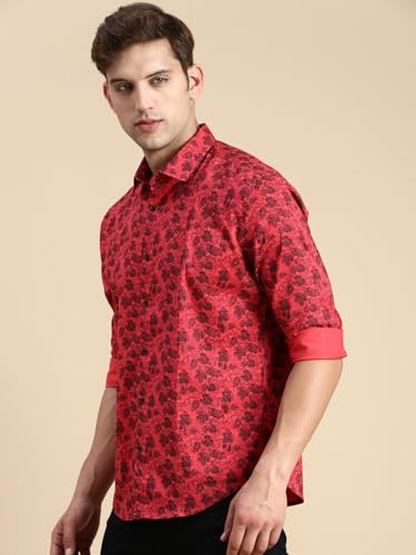 Image of SHOWOFFFF Men Printed Casual Shirt | Spread Collar Full Sleeves Cotton Shirt for Mens | Slim Fit Regular Length Shirt for Men's