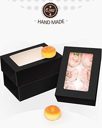 Black 6 Cupcake Boxes With Window 30 Packs Cupcake Box 9"X6.1"X3.3" Bakery Boxes For Cupcakes Carrier, Cupcake Containers Qiqee #TOP2