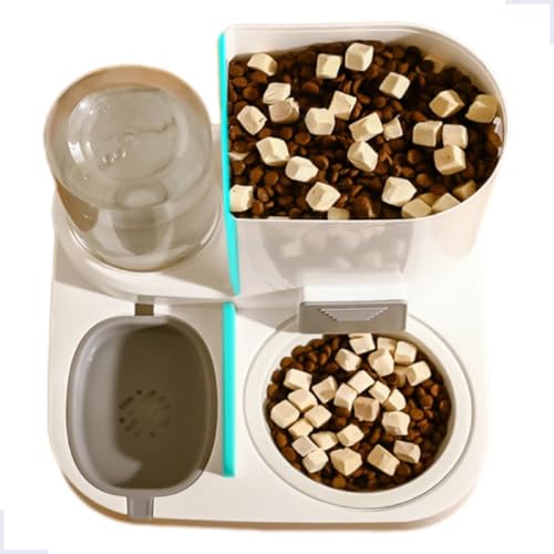 Bebedouro 1.3L com Comedouro 2.3Kg Alimentador Duplo 2em1 Automático Pet Cães Cachorros Gatos (Azul-
