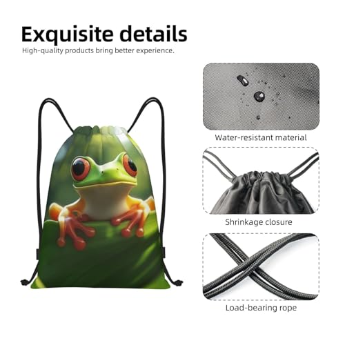 Drawstring Backpack Sports Gym Bags Draw String Bag for Women Men Cute Frog Drawstring Bags Sackpack3