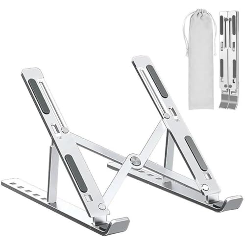 Suporte De Notebook De Alumínio 6 Ângulos Ajustável De Alumínio Dobrável E Ergonômico Compatível Com Macbook Ipad Hp Dell Lenovo e Outras Marcas Entre 10 e 17 Polegadas PREMIUM