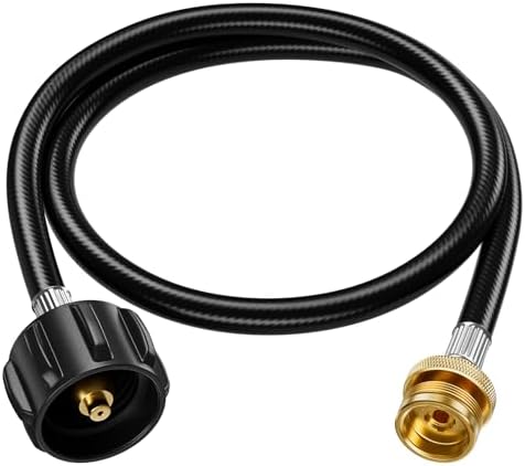 Rushare 4FT Propane Hose Adapter 1lb to 20lb, Propane Hose for Mr Heater Buddy Heater, Coleman Stove, Weber Q Grill and More, Connects 1 lb Portable Appliances to 20 lb Tanks