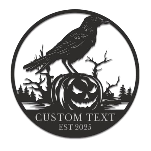 Senyer Custom Crow Metal Sign,Raven Sign,Personalized Black Crow Name Sign,Metal