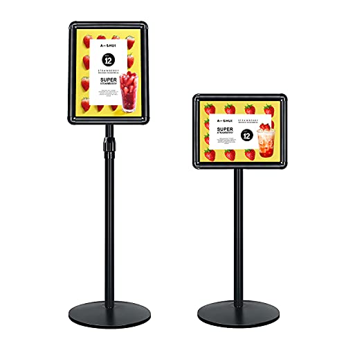 Mutualsign Heavy Duty Sign Holder Poster Stand 8.5"X 11" Floor Standing Sign Holder Adjustable Pedestal Sign Stand With Cast Iron Base For Display/Advertisement (Black) #TOP5