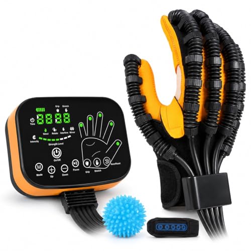 Rehabilitation Robot Gloves for Stroke Hemiplegia Hand Exerciser Robotic Hand with 4 Modes & 8 Intensities Single Finger Control Rechargeable Stroke Rehab Equipment for Home Use