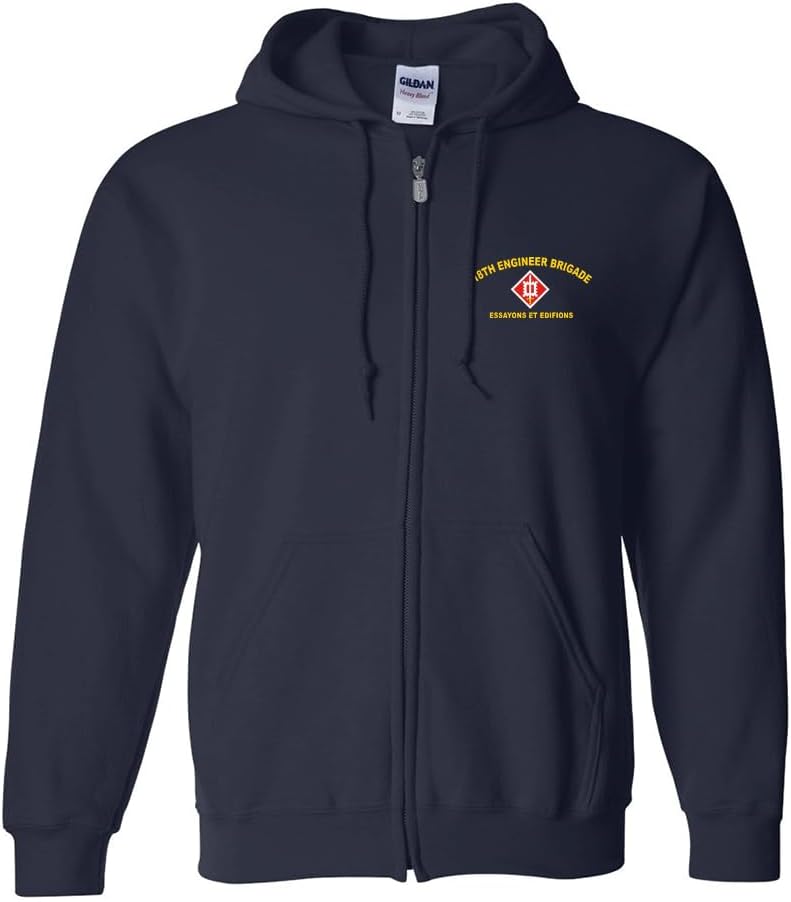 Military Productions US Army 18th Engineer Brigade Full Zip Sweatshirt Officially Licensed