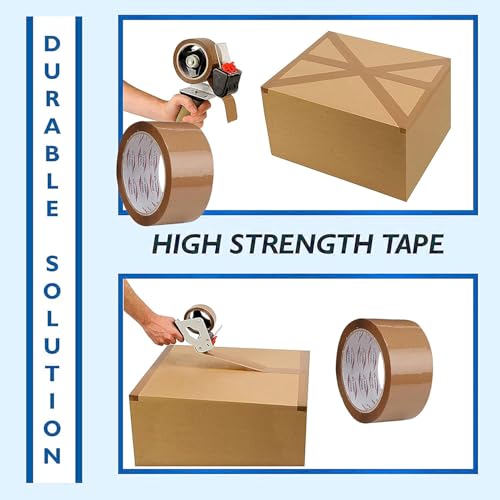 Image of Brown 2-Inch Multipurpose Clear Tape, 6 Pack of 200 Meter Rolls, Ideal for Packaging, Decorating, DIY, and Industrial Use