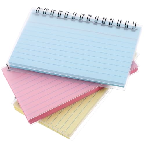 SEWACC 3pcs Spiral Memo Pads Portable Index Cards Notebooks for Office School and Home Use -off Pages Compact Design Pink Yellow Blue - Thumbnail 5