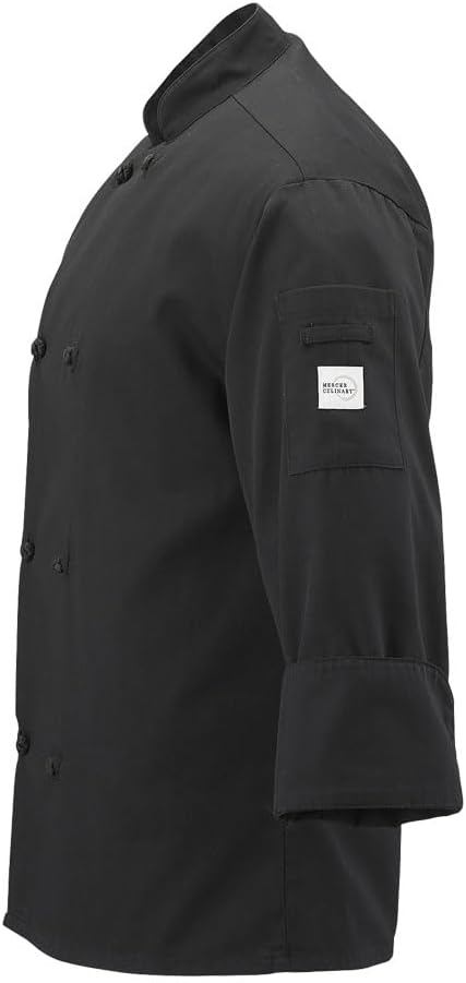 Mercer Culinary M60012BK2X Millennia Men's Cook Jacket with Cloth Knot Buttons, XX-Large, Black - Image 2
