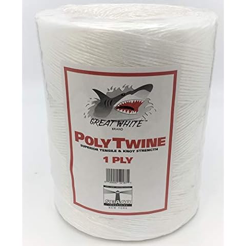 1-Ply Poly Twine, Great White 6,500ft. Premium Tying Twine, Tie Wrap, Bundle Cardboard, Tiger Twine, Wrap, Center top Pull Box, Strong, Chemical & Moisture Resistant, Heavy Duty, Economical(White) Cover