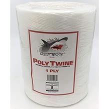 Polypropylene Tying Twine 1 Ply White 6,500ft. Premium Poly Twine Tie Wrap Soft on Hand Center top Pull Strong Chemical & Moisture Resistant Heavy Duty Packaging Rope Bailing Shipping & Bundling