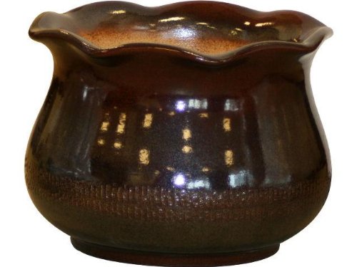 Pot de corne de brume II 43 x 30 cm en céramique de grès marron