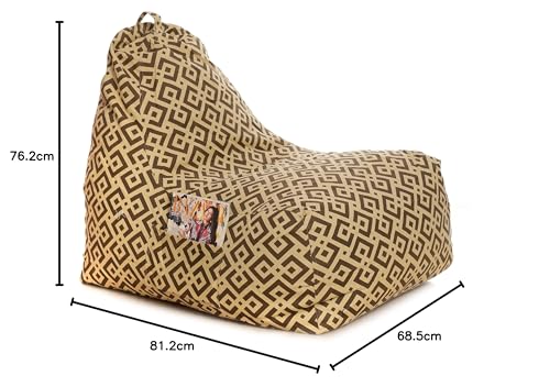 Image of Style Homez Hackey Cotton Canvas Geometric Printed Bean Bag XXL Size Filled with Beans Fillers