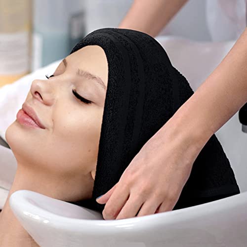 Prohomtex Microfiber Hair Drying Salon Towels, Set Of 6 (16‘' X 29'') Professional Super Absorbent Quick Dry (Black) (6) #TOP4
