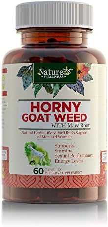 Horny Goat Weed Extract with Maca, Tribulus, L-Arginine, Ginseng - Enhance Energy & Performance for Men & Women - Boost Libido, Stamina & Sexual Health - 1000 mg Epimedium with Icariins Supplement