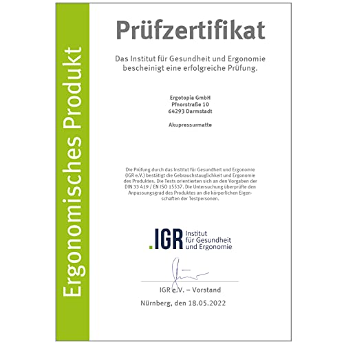 Ergotopia Akupressurmatte zur wohltuenden Entspannung/Massagematte für ruhige Momente und bessere Durchblutung/Inklusive Akupressurkissen