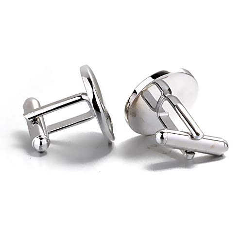 Daesar Mancuernillas redondas para hombre de plata miniatura 3