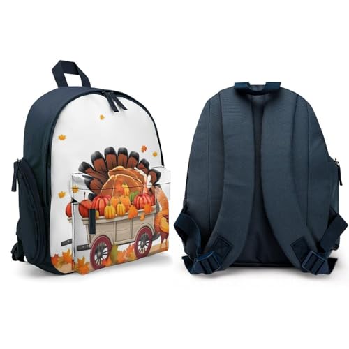 Thanksgiving Turkey Backpack Small Book Bag with Side Pocket, Lightweight Durable Backpack, Travel Rucksack, Blue-style4