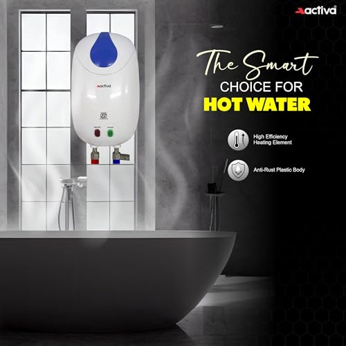 Image of ACTIVA 1 Ltr Instant 3 Kva Special Anti Rust Coated Tank Wall Mounted Geyser With Full Abs Body With 5 Year Warranty Premium (White)