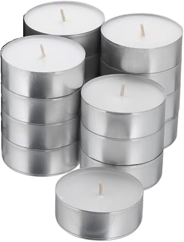 Realm White Unscented 4 Hour Burn Tea Light Candles (12 Pack) | Smokeless + Long Lasting + Even Burning | Mess Free Candles That Will Light Up Your Home