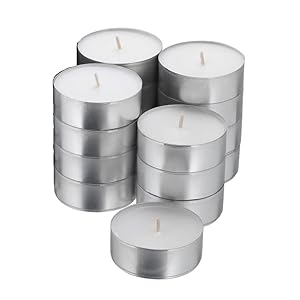 Realm White Unscented 4 Hour Burn Tea Light Candles (12 Pack) | Smokeless + Long Lasting + Even Burning | Mess Free Candles That Will Light Up Your Home