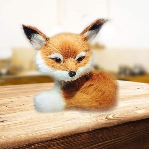 Herreicher Fuchs Kuscheltier FINDEFUCHS Plüschtier Simulation Plüsch Süßer echt Wirkender Fuchs Figur, Deko für Schlafzimmer, Auto und Schreibtisch