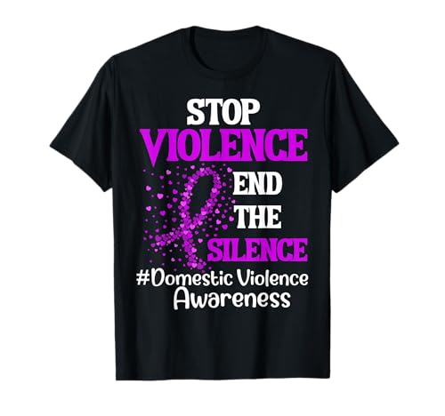 Domestic Violence Awareness Stop Violence End Silence Ribbon T-Shirt