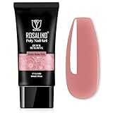 ROSALIND Nude Pink Poly Nail Gel, 2 oz Poly Extension Rose Pink Gel Poly Neutral Builder Nail Gel Quick Building, Gel Acrylic Poly in Tubes for Nail Extension Thickening Nail Trendy Beauty