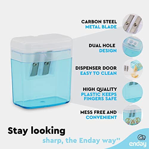 Enday 0696 Pencil Sharpener Dual Hole Manual Blue, Jumbo Crayon Sharpener thumb #2