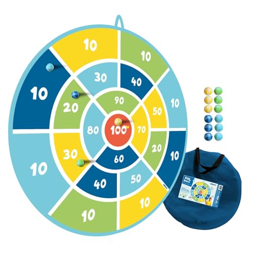 alldoro 60061 XXL Dart-Scheibe Ø 142 cm, riesiges, faltbares Klett-Dartboard, Indoor & Outdoor Wurfspiel für Kinder, 12 Klettbälle + Tragetasche, bunt
