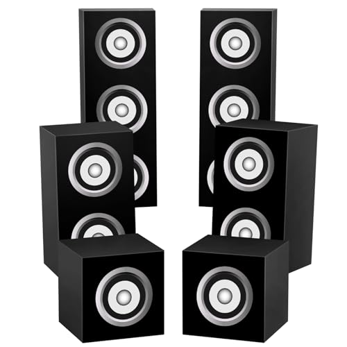 Naozinebi 6 Pcs 80s 90s Party Boxes Hip Hop Party Decorations Large Paper Boombox Box Music Theme...