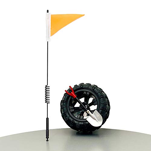 Image of CB Miniature Spare Tire Flag Shovel Creative Off-Road Mini Rigs Build For Car Automotive Styling, Body Shop Decoration, Black Wheel-Safety Flag