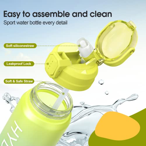 Y&3 32Oz Water Bottle With Straw & Time Marker, Motivational Water Bottle With Handle, Leakproof, Tritan Bpa Free Water Jug, For Fitness, Gym, Outdoor (Yellow Green Gradient) #TOP4