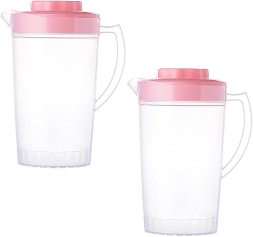 Miniatura 10 de UPKOCH Jarra de plástico con tapa, dispensador de bebidas de 2 litros, recipientes de jugo para bebidas frías y calientes, jugo de limonada helada,