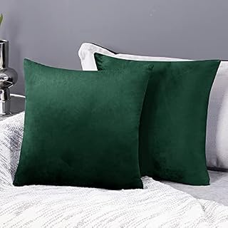 Deconovo Set of 2 Home Decoration Crushed Velvet Cushion Covers 45cm x 45cm 18x18 Inches Throw Pillow Cases Cushion Covers for Christmas Emerald