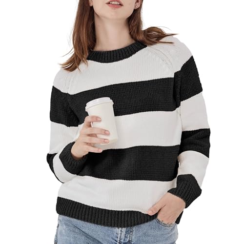 Image of Simple&Opulence Women's Chenille Sweater Crewneck Long Sleeve Pullover Ribbed Cuff Hem Round Neck Jumper Tops