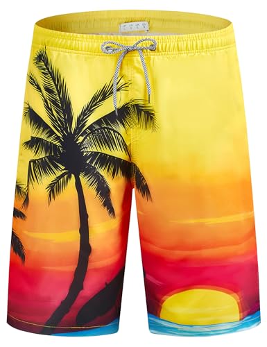 Icker STK-1 Mens Swim Trunks Quick Dry Bathing Suits Summer Holiday Beach Board Shorts Beach Sunrise M thumb #1
