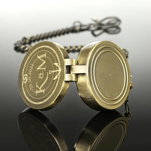 Brújula grabada personalizada en bronce miniatura 4