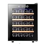 PP-Vic Vinoteca Independiente De 4 Estantes, 48 ​​L, Con Capacidad Para 20 Botellas, Ideal Para Vino Tinto, Blanco, Champán Y Cerveza. Panel De Control LED.,Wooden frame