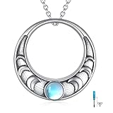 Feijiesi Moon Phase Urn Necklace for Ashes 925 Sterling Silver Moonstone Moon Phase Pendant Necklace Cremation Jewelry for Women