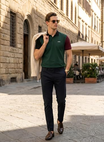 Image of ADRO Multicolour Polo T Shirt | 100% Cotton Mens Polo Tshirt | Regular Fit Half Sleeve Cut & Sew Polo T-Shirt for Men